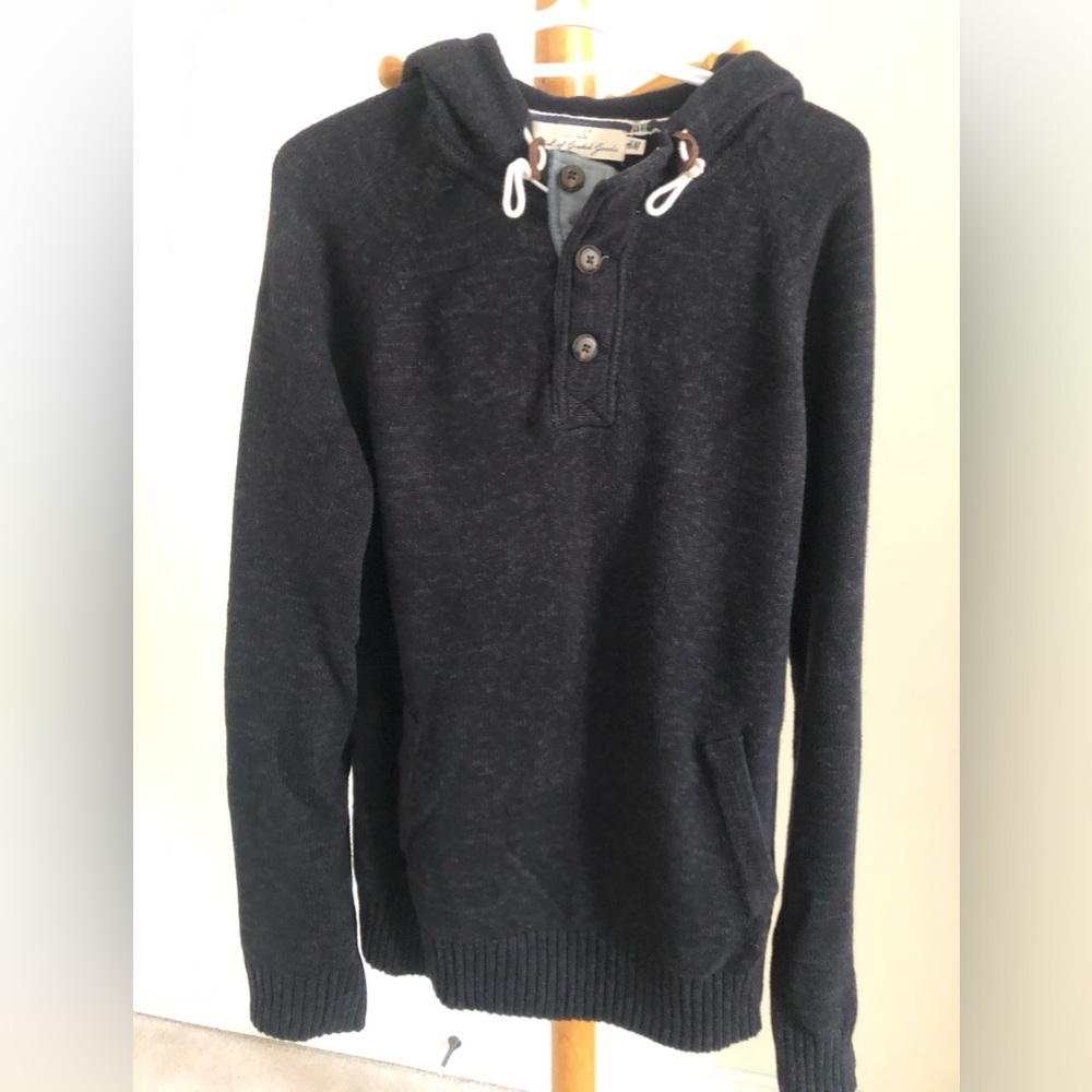Men’s cotton navy, white flecks, like new, all cotton sweater large